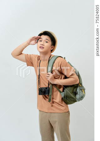 Ruined funny tourist on isolated white background Ruined funny tourist on isolated white background 75824005