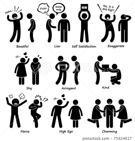 Human Man Character Behaviour Stick Figure Pictogram Icons.  75824617