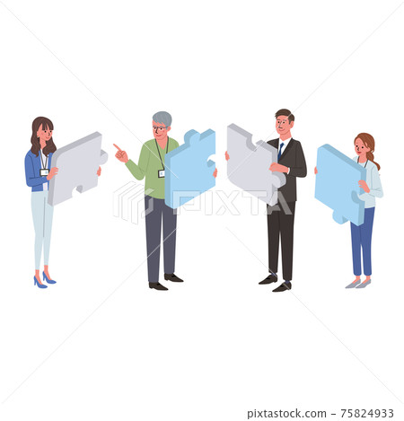 Business concept puzzle and illustration of business person 75824933
