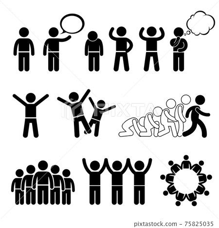 Children Action Pose Welfare Rights Stick Figure Pictogram Icon Cliparts. Children pose and welfare rights. These pictograms also show the children being strong, independent, and happy. 75825035