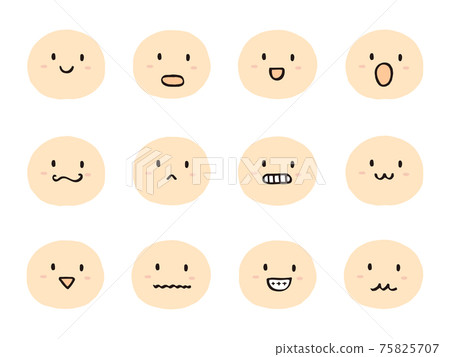 可愛的面部表情（黑色）/手寫插圖素材 75825707