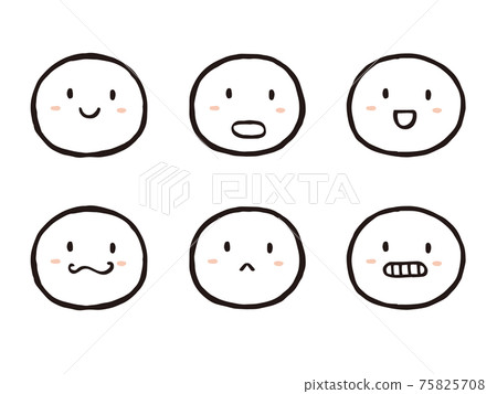 可愛的面部表情(黑色)/手寫插圖素材 可愛的面部表情(黑色)/手寫插圖素材 75825708