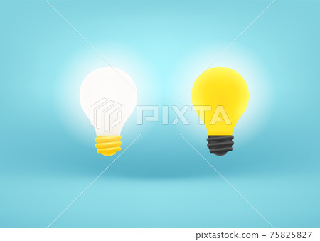 3d style vector lightbulbs icons set. Idea concept 3d style vector lightbulbs icons set. Idea concept 75825827