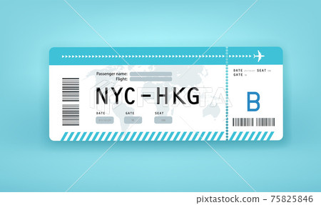 Flight paper boarding pass vector mockup. NYC to HKG. New York City to Hong Kong 75825846
