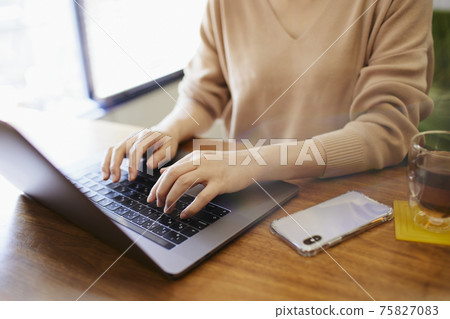 Woman doing work at home 75827083