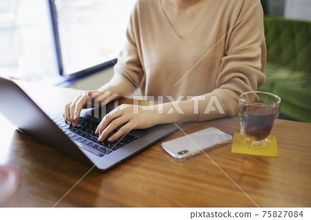 Woman doing work at home 75827084