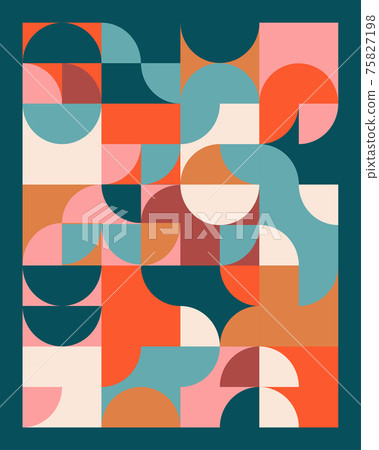 Abstract geometric mural colorful background in Bauhaus style. pattern design  75827198