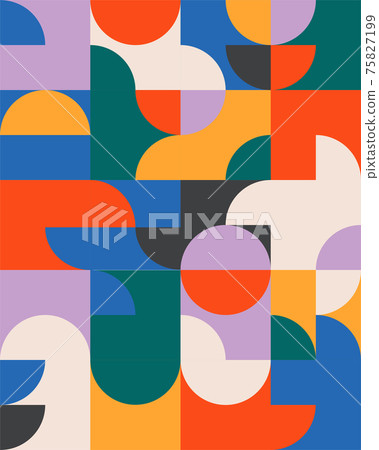 Abstract geometric mural colorful background in Bauhaus style. pattern design Abstract geometric mural colorful background in Bauhaus style. pattern design 75827199