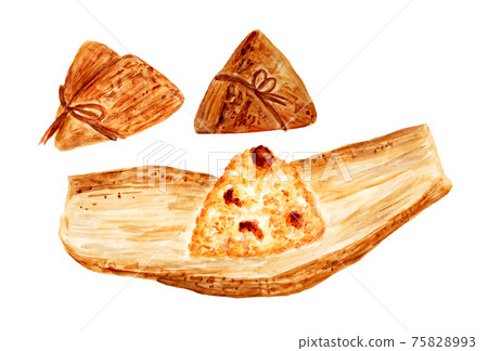 Watercolor illustration of Chinese rice dumplings 75828993