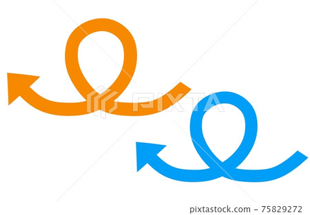 Cute red and blue one-turn arrow 75829272