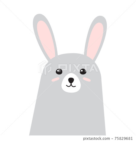 Vector hand drawn doodle flat bunny rabbit face Vector hand drawn doodle flat bunny rabbit face 75829681