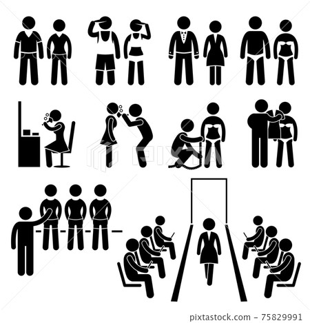Supermodel Model Beauty Fashion Industry Stick Figure Pictogram Icon. This is a set of pictograms that represent supermodel and models during a fashion show. Supermodel Model Beauty Fashion Industry Stick Figure Pictogram Icon. This is a set of pictograms that represent supermodel and models during a fashion show. 75829991