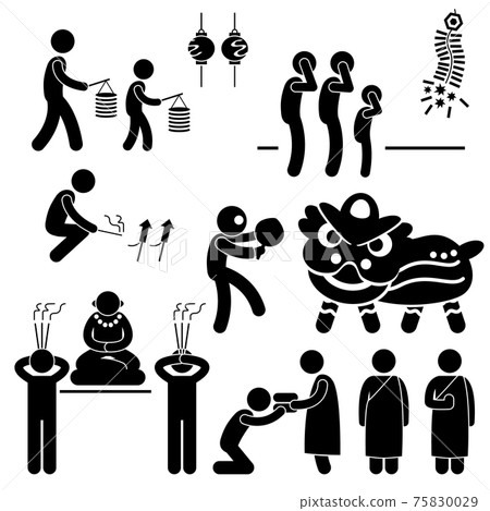 Chinese Asian China Religion Culture Tradition Stick Figure Pictogram Icon. A set of pictogram representing the of Chinese praying and practicing their tradition and culture. Chinese Asian China Religion Culture Tradition Stick Figure Pictogram Icon. A set of pictogram representing the of Chinese praying and practicing their tradition and culture. 75830029