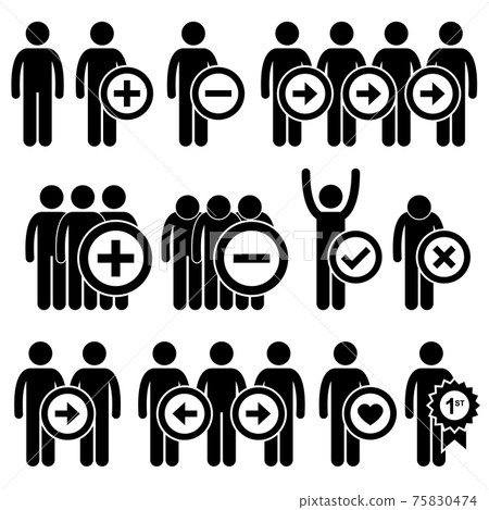 Man Business Human Resource Stick Figure Pictogram Icon. A set of pictograms representing human resources in business world. 75830474
