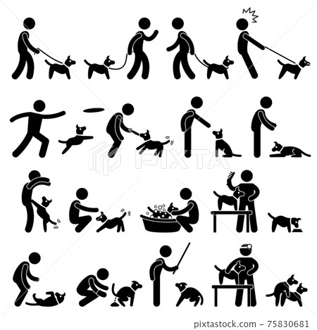 Dog Training Pictogram. A set of pictogram representing dog training pictogram. Dog Training Pictogram. A set of pictogram representing dog training pictogram. 75830681