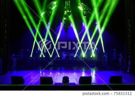 Free stage with lights, lighting devices. on a free srage. Free stage with lights, lighting devices. on a free srage. 75831312