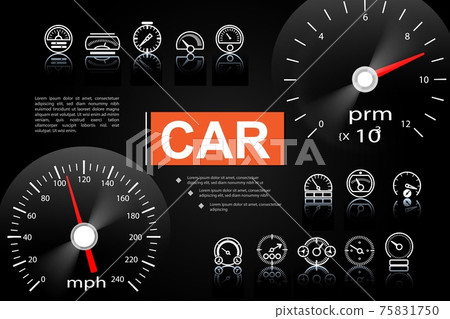 Car Dashboard Elements Concept - Stock Illustration [75831750] - PIXTA