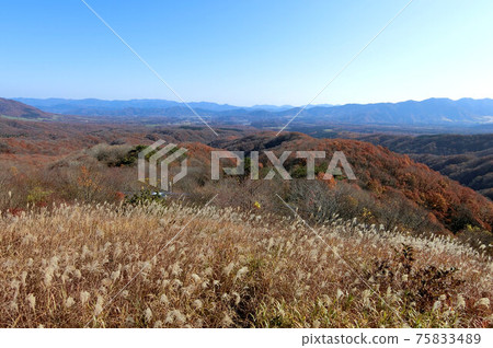 Hiruzen Plateau, sunny autumn, from Kimendai Observatory Rest Area Hiruzen Plateau, sunny autumn, from Kimendai Observatory Rest Area 75833489