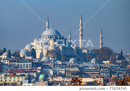 The beautiful view on Suleymaniye Mosquei Istanbul, Turkey. The beautiful view on Suleymaniye Mosquei Istanbul, Turkey. 75834745