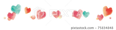 water color watercolor heart vector illustration pink green hand drawn banner band 75834848
