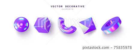 Set of 3d render primitives. 75835978