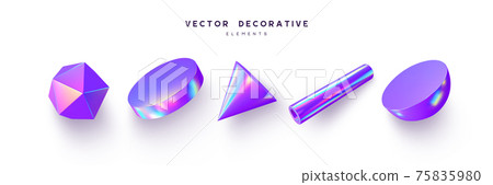 Set of 3d render primitives. 75835980