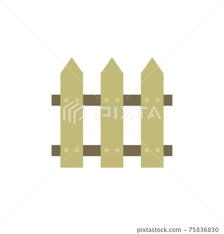 cartoon garden barrier isolated on white background, wooden fence, vector illustration 75836830