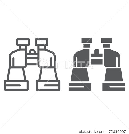Binoculars line and glyph icon, watch and vision, surveillance sign, vector graphics, a linear pattern on a white background. Binoculars line and glyph icon, watch and vision, surveillance sign, vector graphics, a linear pattern on a white background. 75836907