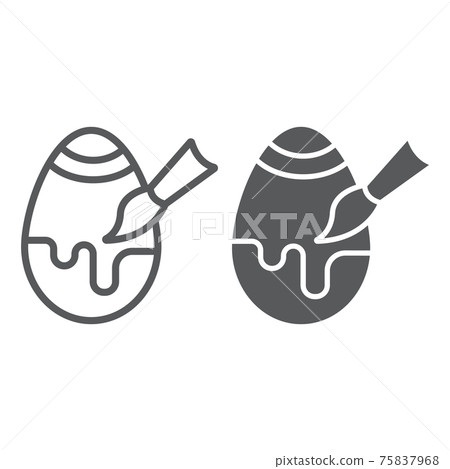 Egg decoration line and glyph icon, easter and decor, paintbrush and egg sign, vector graphics, a linear pattern on a white background. Egg decoration line and glyph icon, easter and decor, paintbrush and egg sign, vector graphics, a linear pattern on a white background. 75837968
