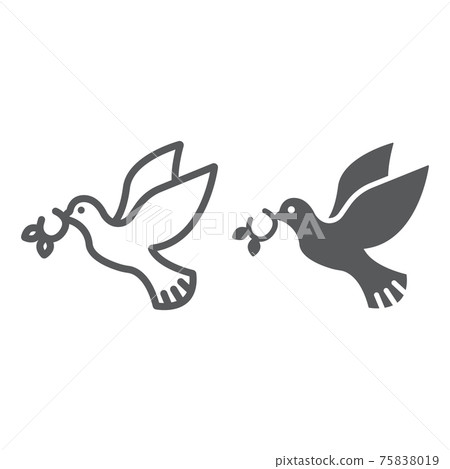 Pigeon line and glyph icon, bird and symbol, dove sign, vector graphics, a linear pattern on a white background. 75838019