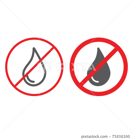 No water line and glyph icon, prohibited and liquid, no aqua sign, vector graphics, a linear pattern on a white background. No water line and glyph icon, prohibited and liquid, no aqua sign, vector graphics, a linear pattern on a white background. 75838100