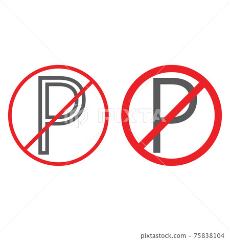 No parking line and glyph icon, prohibited and regulation, zone sign, vector graphics, a linear pattern on a white background. No parking line and glyph icon, prohibited and regulation, zone sign, vector graphics, a linear pattern on a white background. 75838104