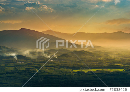 Mountain photo Morning sun Thailand View on the top of the hill with beautiful sunsets. Nakhon Si Thammarat Chawang District Mountain photo Morning sun Thailand View on the top of the hill with beautiful sunsets. Nakhon Si Thammarat Chawang District 75838426