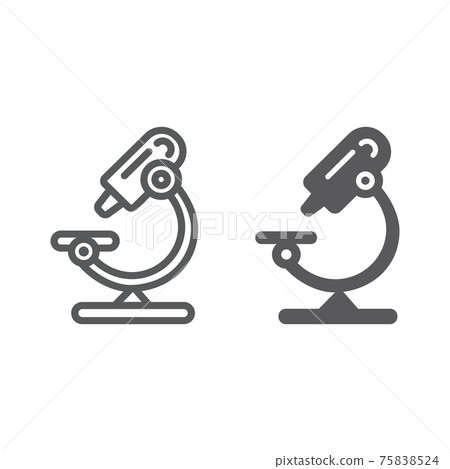 Microscope line and glyph icon, science and lab, lens sign, vector graphics, a linear pattern on a white background. Microscope line and glyph icon, science and lab, lens sign, vector graphics, a linear pattern on a white background. 75838524