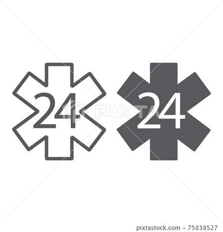Life star line and glyph icon, medical and emblem, 24 hours sign, vector graphics, a linear pattern on a white background. 75838527