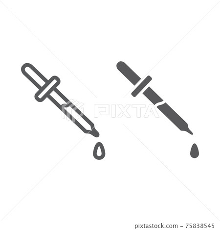 Pipette line and glyph icon, instrument and laboratory, dropper sign, vector graphics, a linear pattern on a white background. 75838545