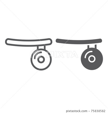 Medical mirror line and glyph icon, doctor and equipment, head mirror sign, vector graphics, a linear pattern on a white background. 75838582