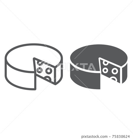 Cheese line and glyph icon, food and milk, cheddar sign, vector graphics, a linear pattern on a white background. Cheese line and glyph icon, food and milk, cheddar sign, vector graphics, a linear pattern on a white background. 75838624