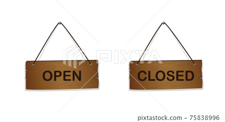wooden sign with text open and closed wooden sign with text open and closed 75838996