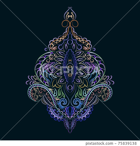 Ornament color card with mandala. Vintage decorative elements. Hand drawn background. Logo. 75839138