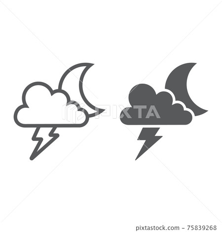Cloud and lightning line and glyph icon, forecast and climate, thunder sign, vector graphics, a linear pattern on a white background. Cloud and lightning line and glyph icon, forecast and climate, thunder sign, vector graphics, a linear pattern on a white background. 75839268
