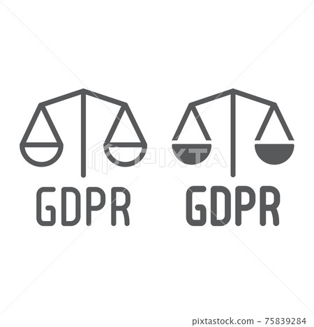 Gdpr libra line and glyph icon, privacy and security, gdpr legality sign, vector graphics, a linear pattern on a white background. 75839284