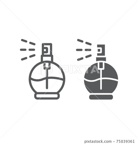 Perfume line and glyph icon, aroma and fragrance, cologne sign, vector graphics, a linear pattern on a white background. Perfume line and glyph icon, aroma and fragrance, cologne sign, vector graphics, a linear pattern on a white background. 75839361