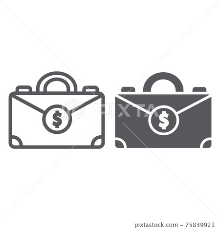 Money suitcase line and glyph icon, bag and business, case sign, vector graphics, a linear pattern on a white background. Money suitcase line and glyph icon, bag and business, case sign, vector graphics, a linear pattern on a white background. 75839921