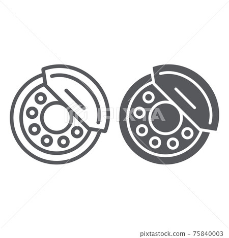 Brake pads line and glyph icon, auto and part, brake shoe sign, vector graphics, a linear pattern on a white background. Brake pads line and glyph icon, auto and part, brake shoe sign, vector graphics, a linear pattern on a white background. 75840003