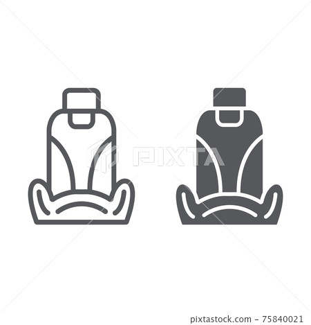 Car seat line and glyph icon, auto and part, car armchair sign, vector graphics, a linear pattern on a white background. 75840021