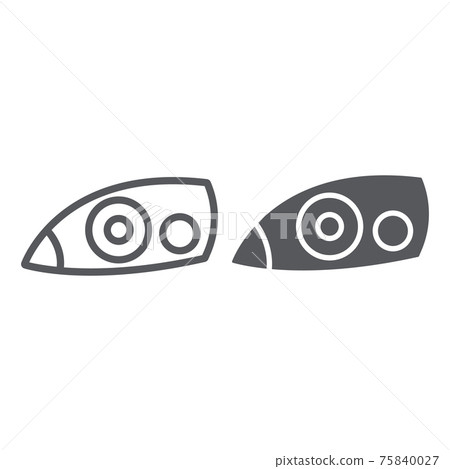Car headlight line and glyph icon, auto and part, car light sign, vector graphics, a linear pattern on a white background. 75840027