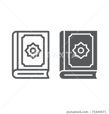 Quran line and glyph icon, islam and book, koran sign, vector graphics, a linear pattern on a white background. Quran line and glyph icon, islam and book, koran sign, vector graphics, a linear pattern on a white background. 75840071