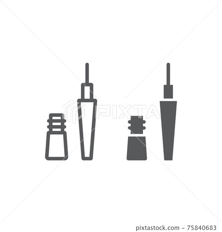Eyeliner line and glyph icon, makeup and cosmetic, eye enhancer sign, vector graphics, a linear pattern on a white background. 75840683