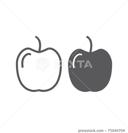 Apple line and glyph icon, vitamin and food, fruit sign, vector graphics, a linear pattern on a white background. Apple line and glyph icon, vitamin and food, fruit sign, vector graphics, a linear pattern on a white background. 75840704